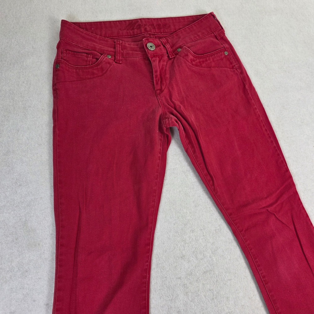 dELiA*s Womens 9/10L Jeans Red Good Low Rise Straight Leg Stretch Y2K Long